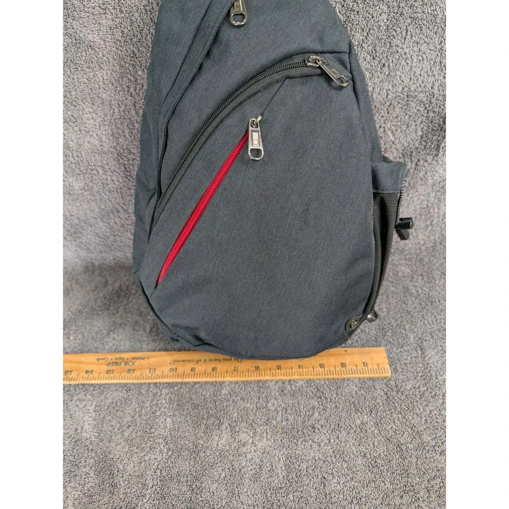 OutdoorMaster Sling Bag Crossbody Shoulder Backpack Black Red Zipper Unisex